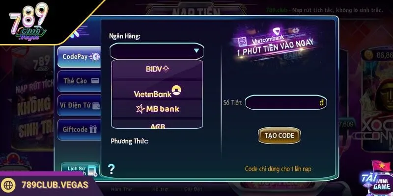 Muốn chuyển khoản ngân hàng cần tạo code pay riêng
