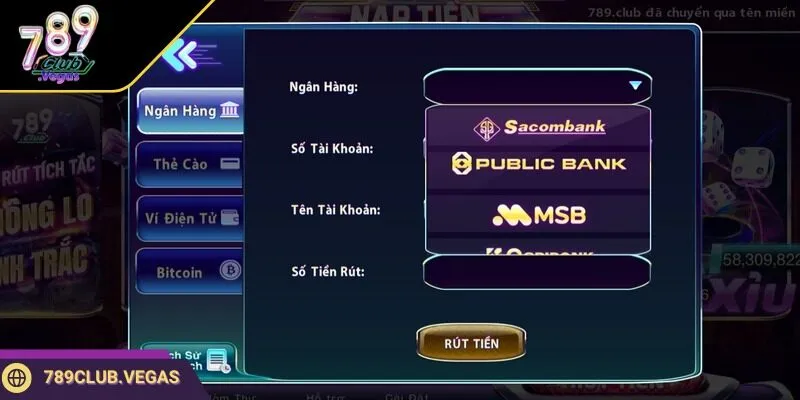 Có nhiều ngân hàng liên kết với cổng game hỗ trợ rút tiền về